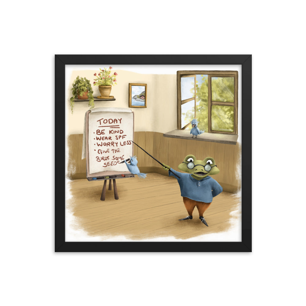 Advice from Professor Frog - Framed