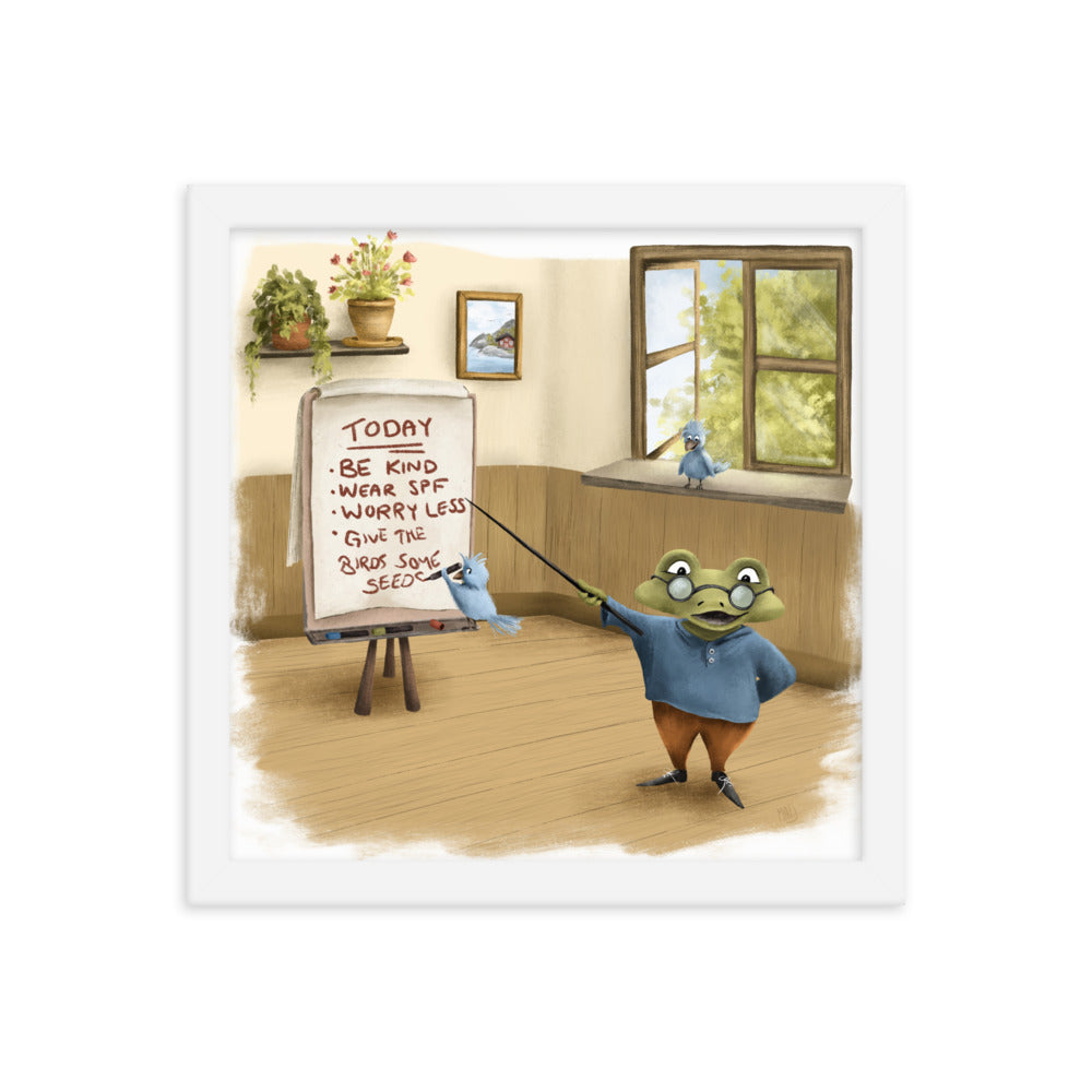 Advice from Professor Frog - Framed