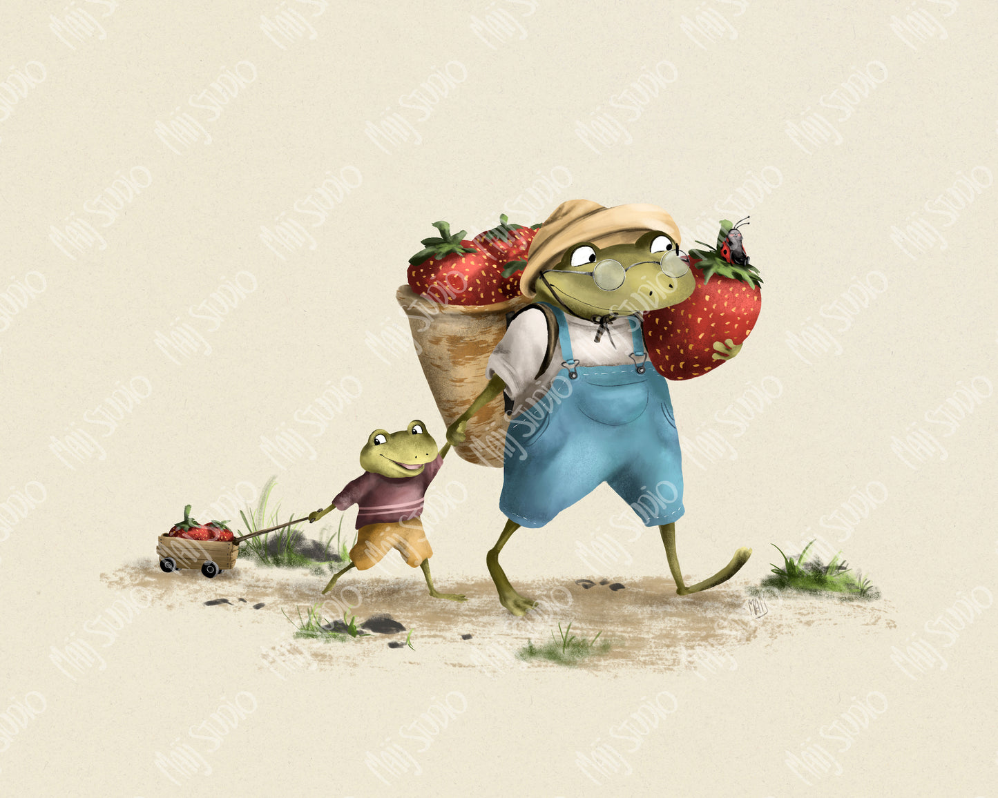 Frogtastic Strawberries - Canvas