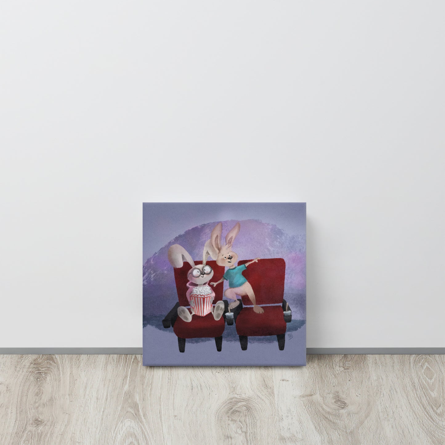 Bunnies at the movies - Canvas