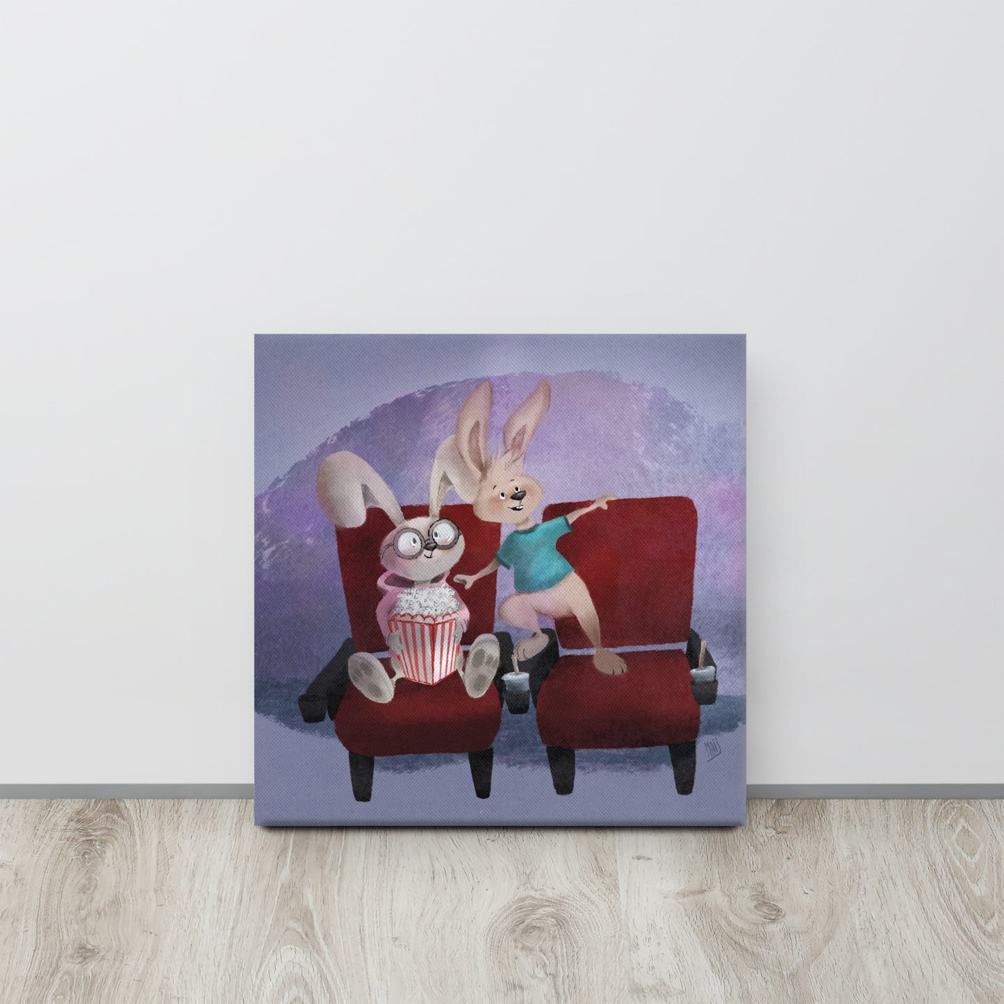 Bunnies at the movies - Canvas