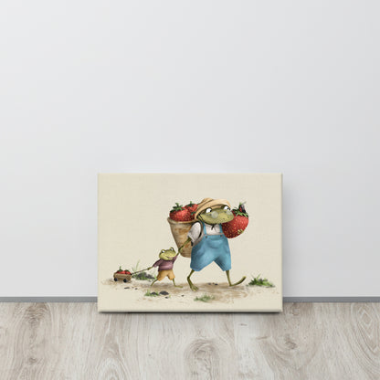 Frogtastic Strawberries - Canvas