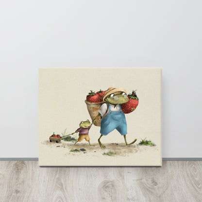Frogtastic Strawberries - Canvas