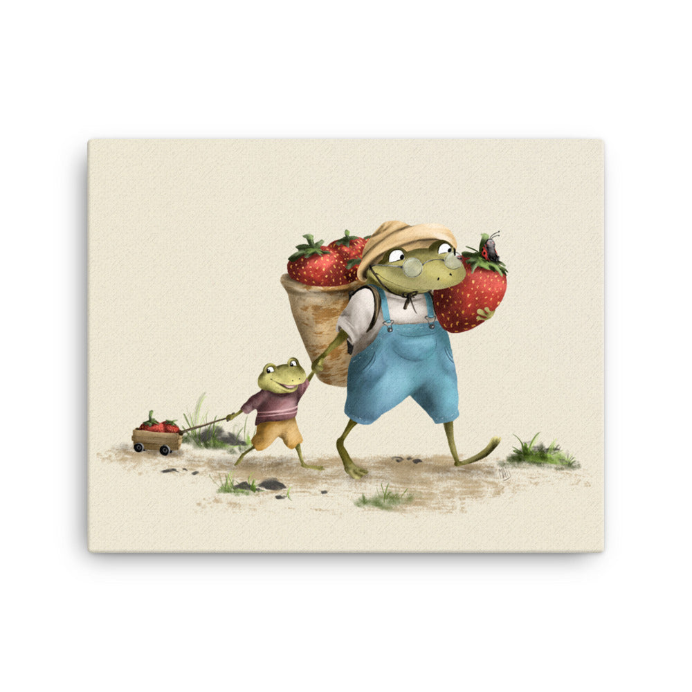 Frogtastic Strawberries - Canvas