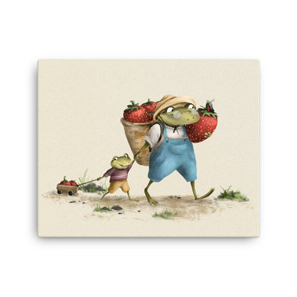 Frogtastic Strawberries - Canvas